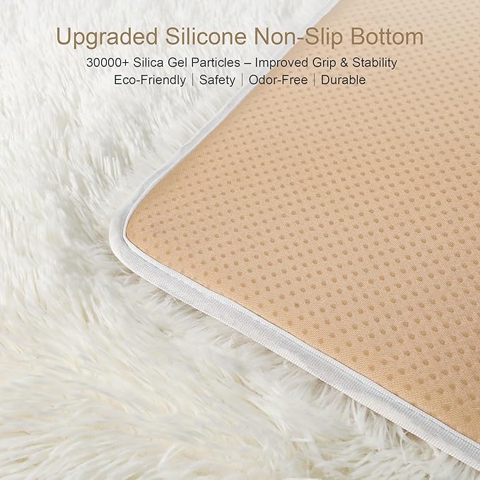 6x9 Thick Cream White Shag Rug for Bedroom, Soft Plush Fluffy Carpet | Ivory Area Rug for Living Room, Kids Nursery, Dorm Room, Machine Washable Non Slip Shaggy Carpet
