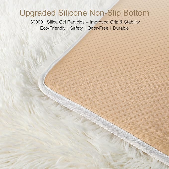 KICHOWUA 5x8 Thick Cream White Fluffy Shag Rug for Bedroom, Plush Washable | Ivory Area Rug for Living Room, Kids Nursery, Boys Girls Dorm Room, Shaggy Carpet