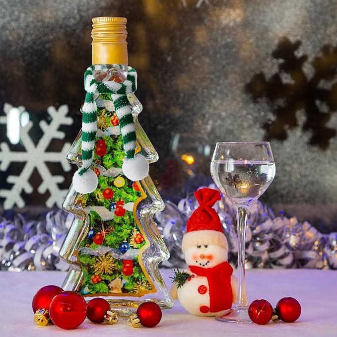 Bencailor 72 Pieces Mini Christmas Scarves for Craft Tiny Snowman Scarves 7.9 x 0.6 Inch Xmas Pet Knitted Scarf Doll Snowman Wine Bottle Scarf Accessory Holiday Christmas Decor for DIY (Classic Color)