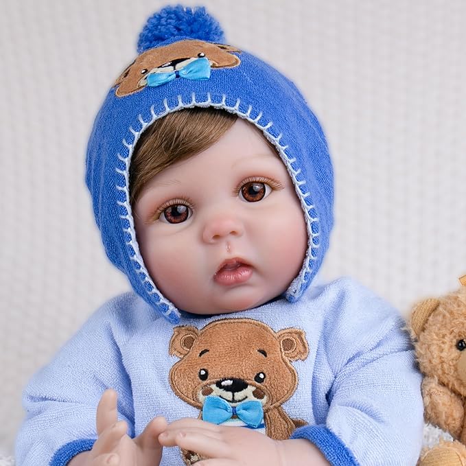 Milidool 22-Inch Reborn Baby Boy Doll with Accessories - Realistic Newborn Silicone Boy Doll for Age 3+, Birthday Gift
