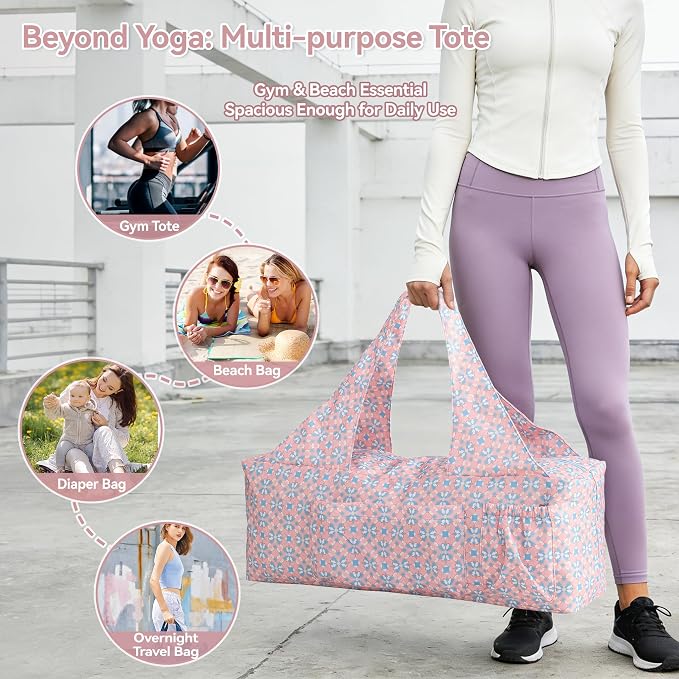 BOULDER BEE Yoga Mat Bag with Wet Pocket, Large Yoga Mat Carrier Fits All Your Stuff, Personalized Yoga Gifts, Gym Tote Bag for Women