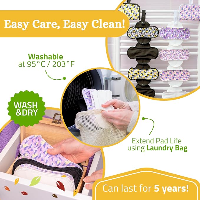 Non-Slip Reusable Organic Panty Liners for Women & Teens (Small 7-Pack) – 100% Breathable, High-Temp Washable Cloth Panty Liners for Vaginal Discharge – Soft Cotton Keep You Fresh & Dry for Daily Use