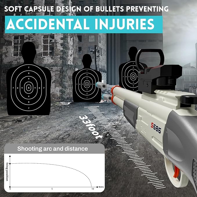 Toy Gun Double Barrel Shotgun Toy,with 20 Soft Bullet Darts, Toy Foam Blaster Foam Dart Blaster with Scope for Kids, Youth, Teen, Boys-Holiday for 8-12 Year (White)