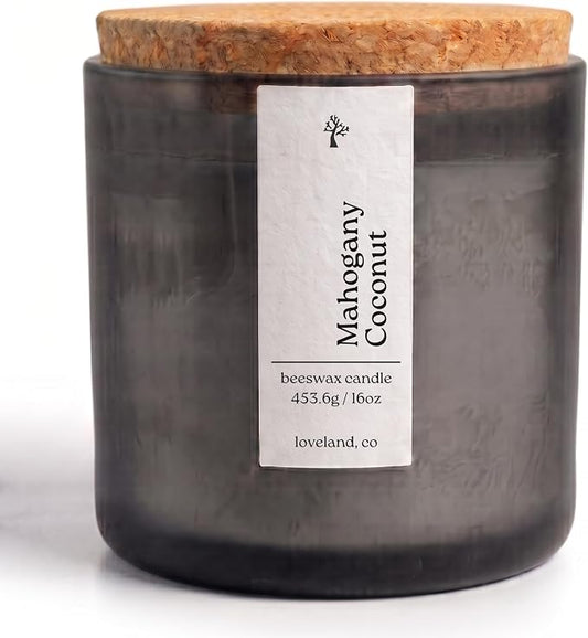 Aspen & Oak Luxury Beeswax Candle, 16oz | Long Burning Pure Beeswax Candles, Non Toxic, Natural, Clean, Essential Oil Scented Organic Candles, Home Decor & Gifts (Mahogany Coconut)