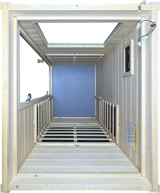 Far Infrared Sauna European Aspen Wood 1 Person Infrared Sauna for Home 905W Low EMF Mini Indoor Sauna with Bluetooth Speakers, Left Door