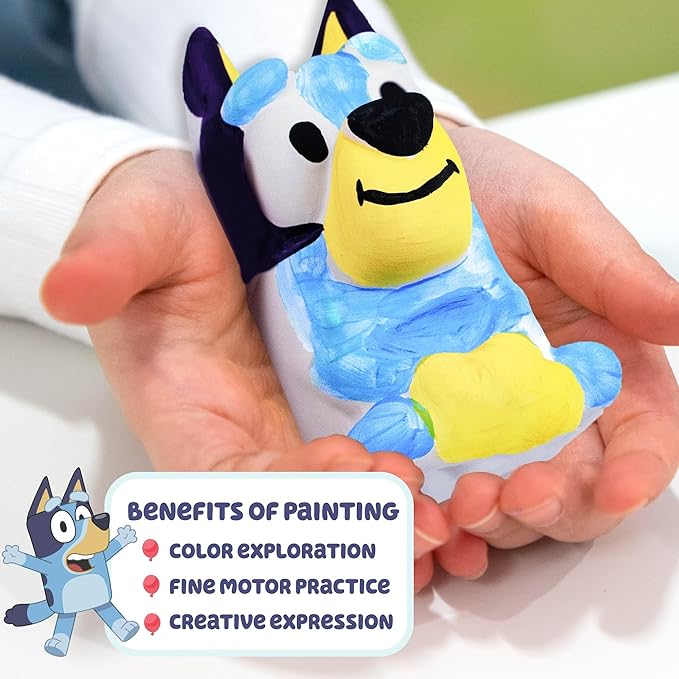 Bluey Paint Your Own Figurine, Fun Paintable Ceramic Figure, Includes 6 Acrylic Paints, Paintbrush, Toys, Birthday Decorations, Party Favors, Kids Activities, Figures