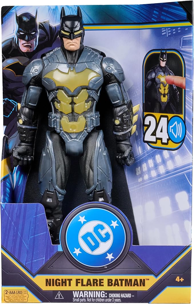 DC Comics, Batman Night Flare 12" Light Up Action Figure with 24 Sounds & Phrases, Super Hero Kids Toys for Boys & Girls Ages 4 & Up, Batteries Included