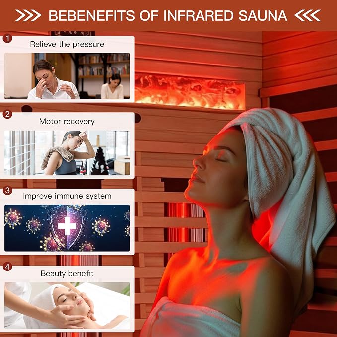 Full Spectrum Infrared Sauna, 2-3 Person Home Sauna with 6 Heating Tubes&3 Carbon Plate,Indoor Dry Sauna with Himalayan Salt Panel and LCD Touch Control Panel