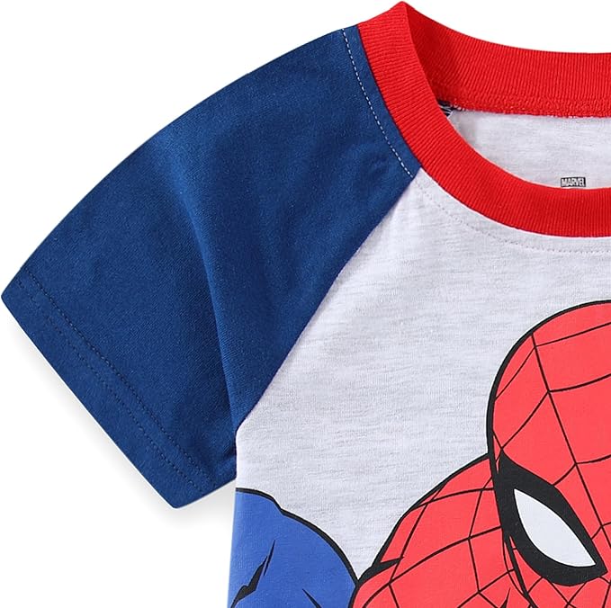 Marvel Spider-Man Boys Short Sleeve T-Shirt and Jogger Pants Set for Toddlers and Big Kids – Blue/Red/Grey