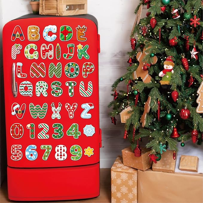 Large Size Cute Fridge Magnets for Toddlers, Preschool Spelling Learning Education Refrigerador Magnetic Toy (Christmas Numbers 38pcs)