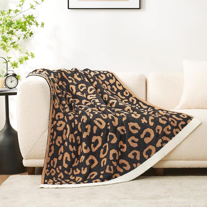 Snuggle Sac Ultra Soft Blanket Black Leopard Twin Size - Reversible Oversized Cheetah Bedding Blanket, Plush Throw Blankets for Bed, Sofa, Couch, Black Leopard, 60x80 inches