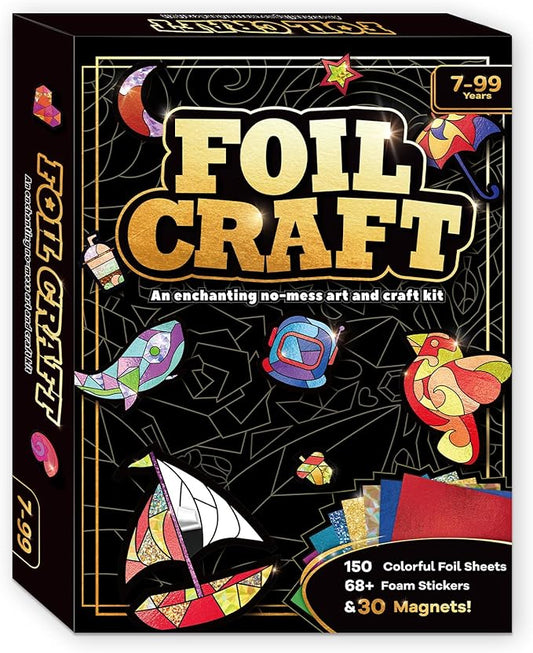 FLUXOJOY Foil Art Craft Kits for Kids, Mess -Free Fun Activity Set for Child, DIY Printing Craft Kits, Gifts for Ages 4 5 6 7 8 9 10 11 12 Years and Up, Art Supplier Travel Toys for Boys Girls