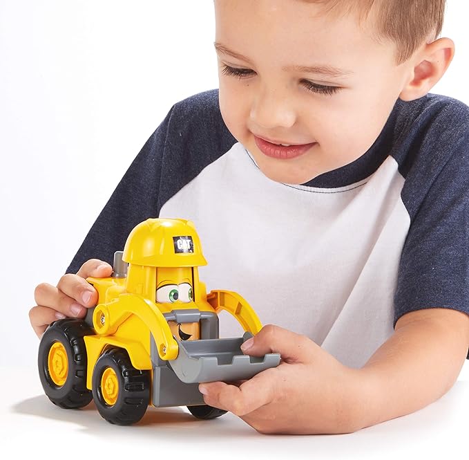 CAT Construction Toys, Junior Crew Construction Pals Front Loader Educational Preschool Vehicle with Kid Vroom Sounds and Animated face. for Ages 2+