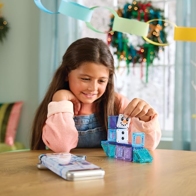 Magna-Tiles microMAGS Winter Wonder Travel Set 26-Piece Magnetic Construction Set, The Original Magnetic Building Brand