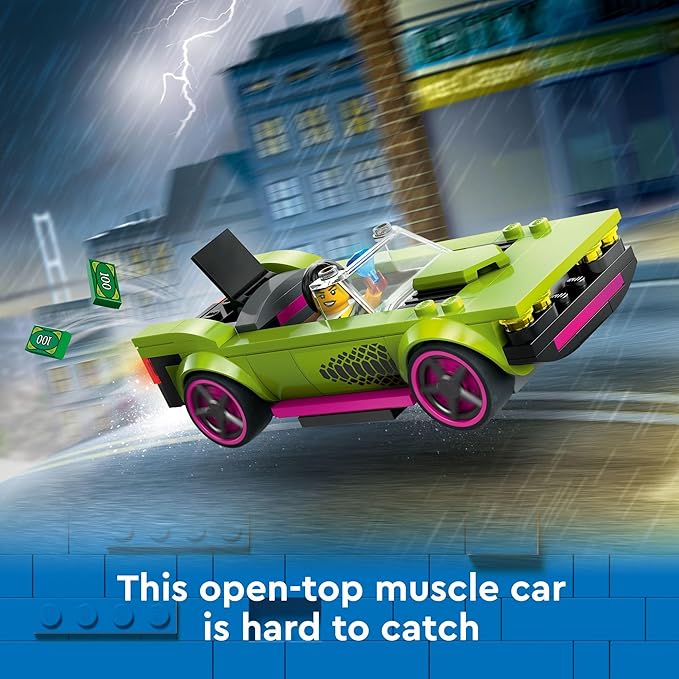 LEGO City Police Car and Muscle Car Chase, Emergency Vehicle Toy for Boys and Girls, Fun Gift for Kids Ages 6+ who Love Pretend Play Toys, Police Toy with Officer and Crook Minifigures, 60415