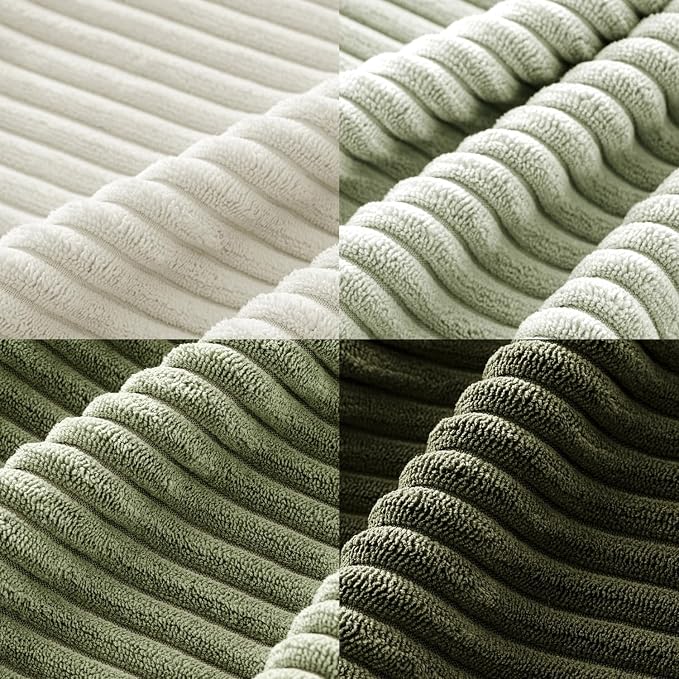 MIULEE Soft Corduroy Decorative Throw Pillow Covers Light Green 20x20 | Set of 4, Mordern Nordic Decor, Light Green Gradient Matching, Boho Farmhouse Cushion Covers for Couch Bed Sofa Living Room