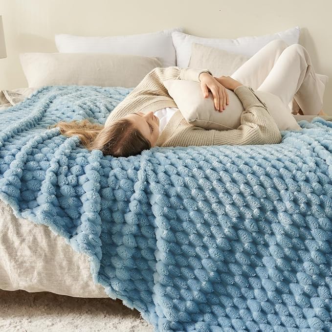 NEWCOSPLAY Fleece Clouds Cozy Throw Blanket for Couch, Blue, 50"x60" | Premium Silky Flannel Blanket, Soft Lightweight Fluffy Throw Blanket for Bed Sofa Decor, Gift for All Season Use