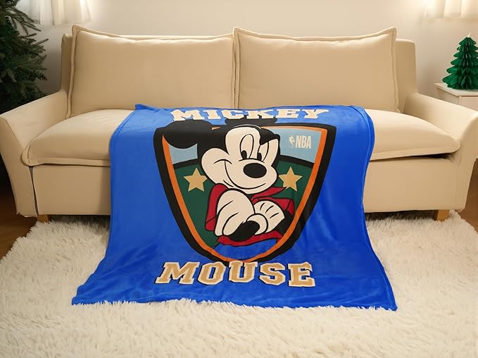 Northwest Disney Mickey Mouse Plush Throw Blanket, 46" x 60" Silk Touch Soft Fleece Blanket for Kids & Adults, Officially Licensed