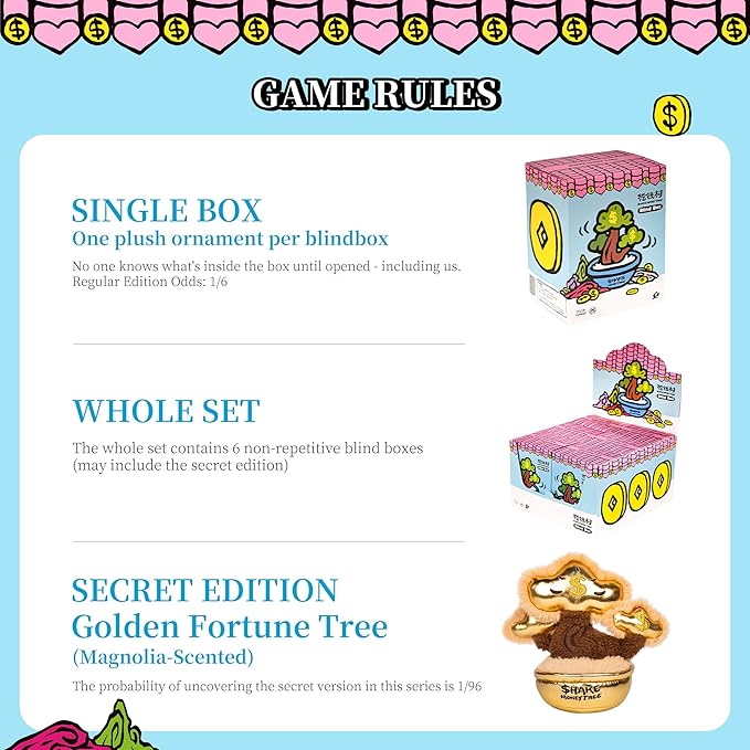 B.Duck x POP Sunday Plush Blind Box Collectible Figure - Shake Money Tree Plush Series (6 PCS) Chinese Good Luck Decor for Desk&Home Art Decor Gift for Collectors