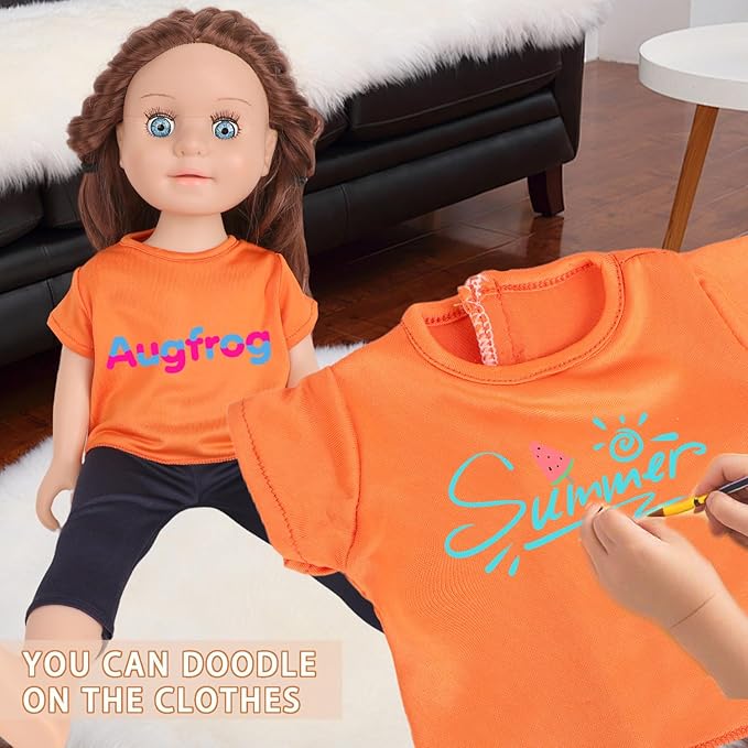 5-Piece Multicolor T-Shirts for 17-18 Inch Dolls / DIY Customizable Plain Tees (Mixed Color)