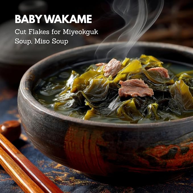 Dried Seaweed Miyeok | Premium Korean Baby Wakame Cut Flakes for Miyeokguk Soup, Miso Soup | Clean South Sea (Namhae) Harvest | 20 Servings | Expands 10x When Soaked | Resealable Bag | Product of Korea [150g, Pack of 1] - O’food