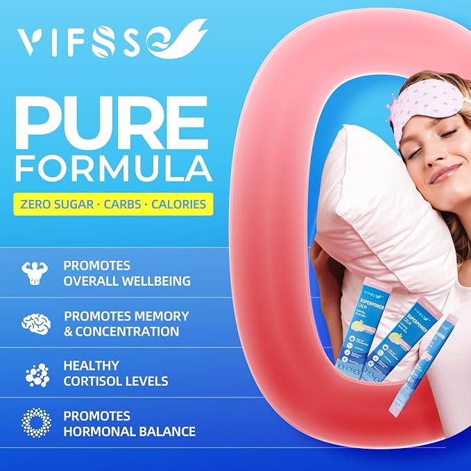 VIFSSG Super Power Calming Powdered Drink Mix, Raspberry Lemonade 30 Packets, L-Theanine, Ksm-66 Ashwagandha, Magnesium Glycinate, Vitamin D3 Supplements, Sugar-Free, Non-GMO for Relax & Focus