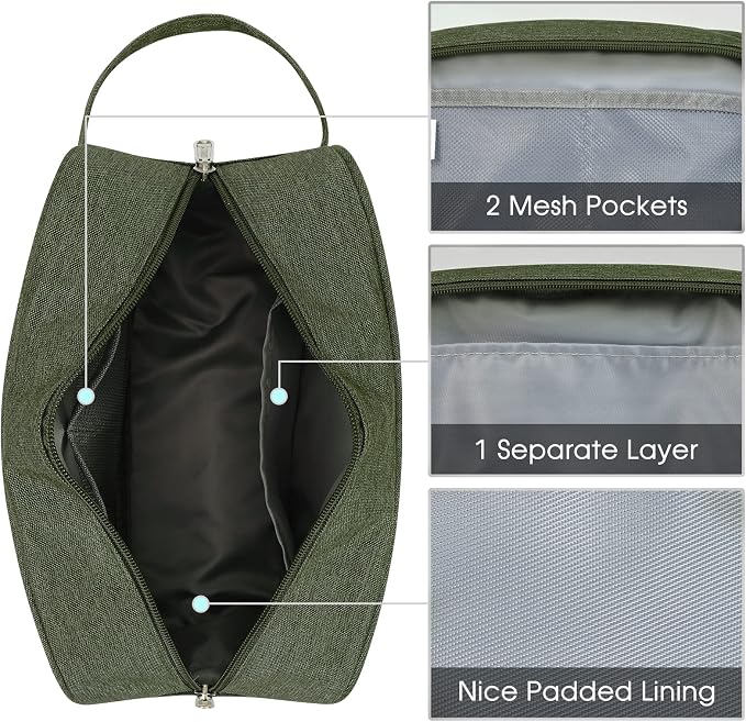 Narwey Travel Toiletry Bag for Women Traveling Dopp Kit Men Travel Bag for Toiletries Cosmetic Bag Makeup Bag Medicine Bag for Traveling (Army Green)