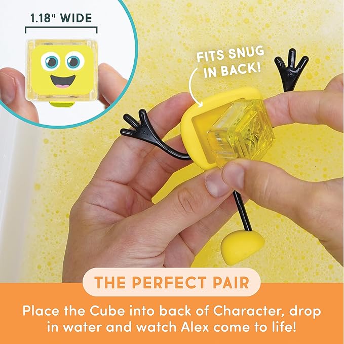 Glo Pals Water-Activated Bath Toy with 6 Reusable Light-Up Cubes for Sensory Play (Alex)