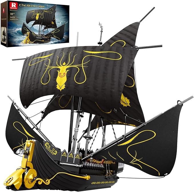 Reobrix Pirate Ship Building Blocks Kits, MOC Black Pearl Ship Model 66022, Sail Boat Construction Toys, Collectible Display Home Office Decor, Gift for Adults Girls Boys 14+