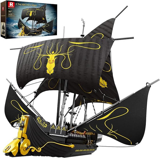 Reobrix Pirate Ship Building Blocks Kits, MOC Black Pearl Ship Model 66022, Sail Boat Construction Toys, Collectible Display Home Office Decor, Gift for Adults Girls Boys 14+