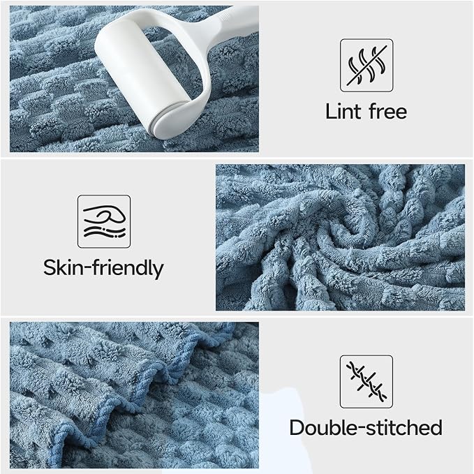 REDKISS Blue Microfiber Towels Set of 6-35x70 Inches Oversized Bath Sheets, Extra Large Bath Towels Set of 6, Super Soft Quick Dry Lint Free Absorbent Waffle Microfiber Shower Towels