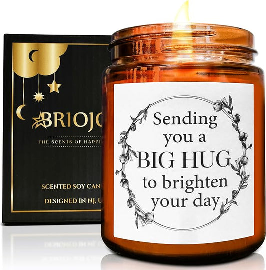 Sending You a Big Hug Candle - Get Well, Thinking of You Gifts for Women Men - Birthday, Relaxing Stress Relief Gift for Her Him Daughter Sister Best Friend - Mahogany Teakwood Soy Wax Candle