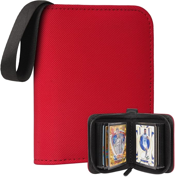 1 Pocket Card Binder – Collectible Trading Card Album, Single Card Holder with 20 Pages, Holds 40 Cards, Side-Loading Mini Binder for TCG, MTG, Sports, Baseball, Football, Small Sports Card Book,Red