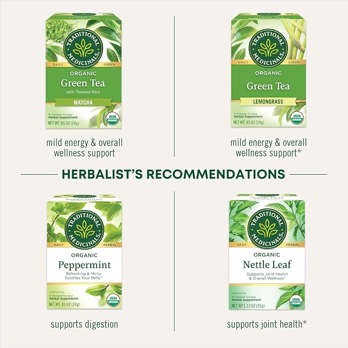 Traditional Medicinals Tea, Organic Green Tea Ginger, Promotes Healthy Digestion, 96 Tea Bags (6 Pack)