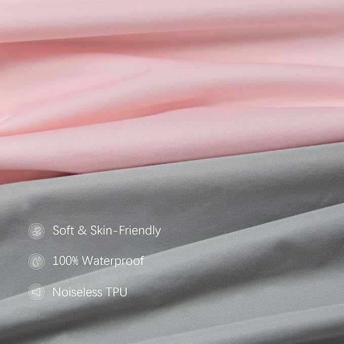 Biloban Pack and Play Sheets Waterproof 2 Pack Fitted, Compatible with Baby Graco Pack n Play/Playard and Other 38" X 26" Playpen Mattress, Grey & Pink