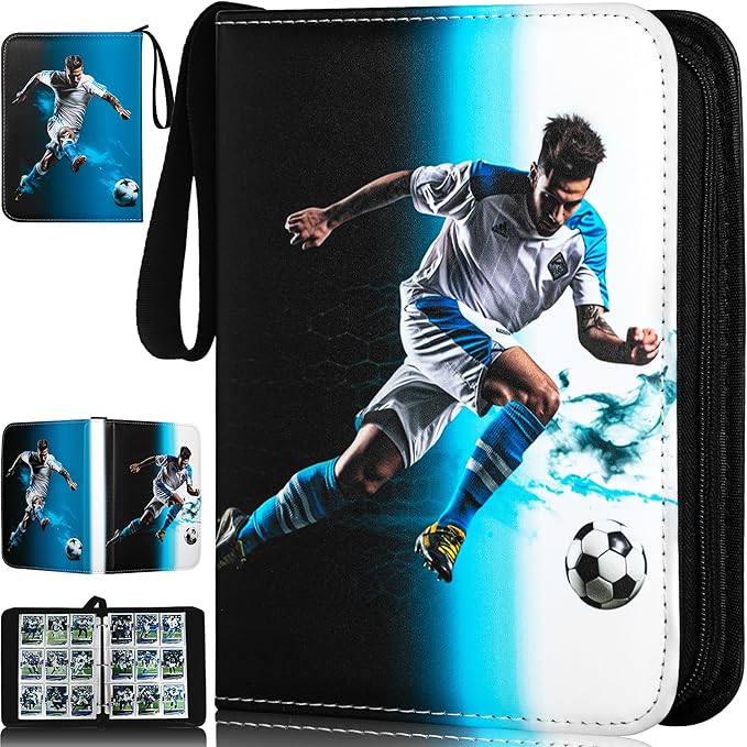 RONMONG Soccer Card Binder,2025-2026 Sports Trading Card with Sleeves Holder Album,990 Pockets Soccer Card Holder Sheets Display Storage Protectors for Collectors Boys and Girls Gift