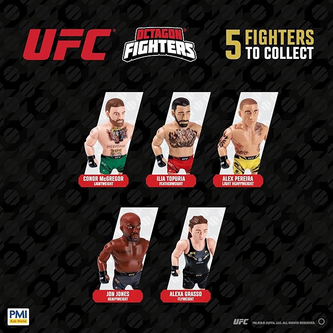 UFC 4.5-Inch Articulated Action Figure – Conor McGregor with Accessories | Official UFC Collectible by PMI | 1 Pack Window Box | 4 Fighters to Collect
