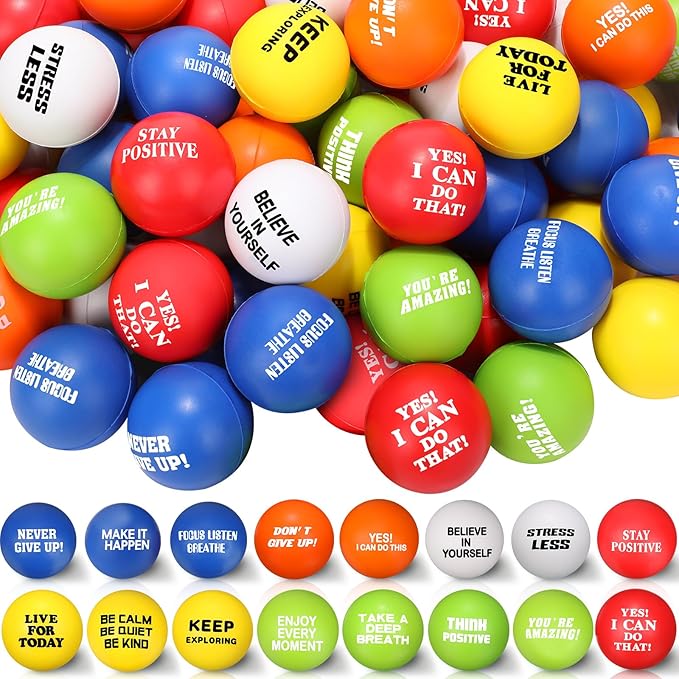 Chivao 160 Pcs Motivational Stress Balls Colorful Foam Inspirational Quotes Anxiety Relief Balls Small Funny Stress Relief Hand Exercise Gifts for Adults Teams Motivating Encouraging (Motivated)