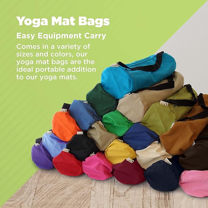 Natural Hemp Fabric Yoga Mat Bag with Shoulder Strap - Lightweight and Durable Gym Bag to Carry the Extra Large Mat Sizes - Ideal for Yoga, Pilates & Fitness Equipment - Made in USA, 8" X 32"