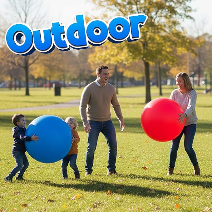 PlayBolt Jumbo 18-Inch Playground Balls (2 Pack, Red & Blue) - Giant Large Inflatable Rubber Kickball for Kids and Toddlers, Boys & Girls Backyard, Sports, Gym, Recess, Indoor & Outdoor Games w/Pump