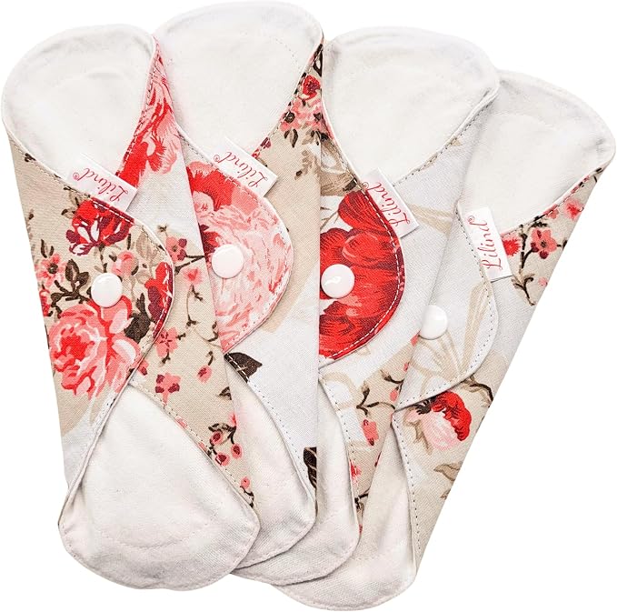 Lilind® 17 Pack Jumbo Set Organic Cloth Pads, Reusable Washable Menstrual Family Cloth, Zero Waste 100% Cotton, Random Flowers Prints