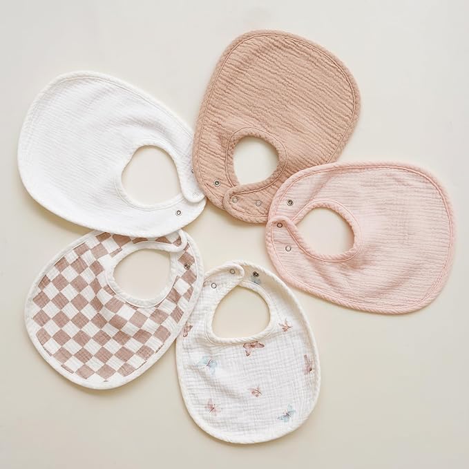 Konssy Muslin Baby Bibs 8 Pack Baby Bandana Drool Bibs Cotton for Unisex Boys and Girls, Soft Absorbent Set for Teething and Drooling