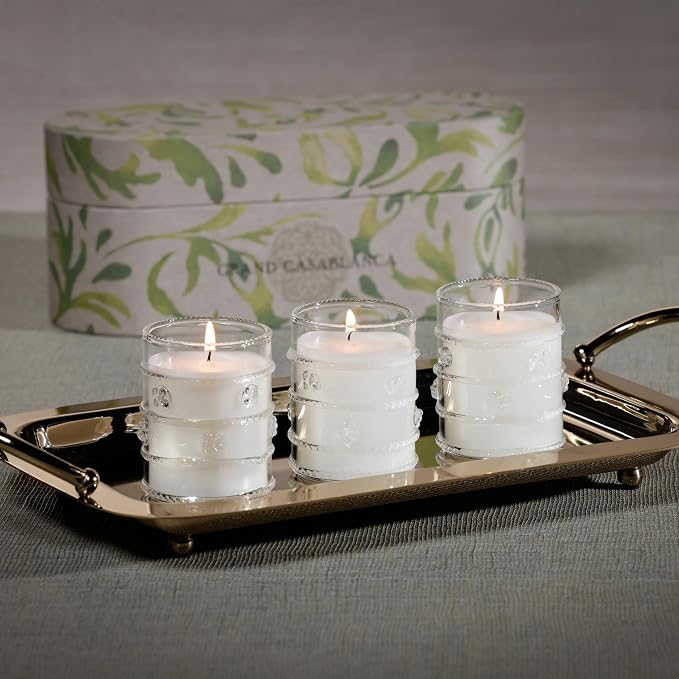 Zodax Grand Casablanca Glass Jar Scented Candle for Home Decor - Single-Wick Candle Ideal for Kitchen and Bathroom - Makes a Great Gift for Women and Men - Wild Tuberose- 2.82 Oz. - 3 Pack
