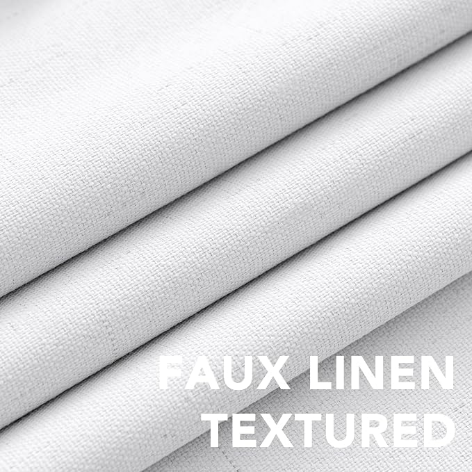 H.VERSAILTEX 100% Blackout Curtains for Bedroom Thermal Insulated Linen Textured Curtains Heat and Full Light Blocking Drapes Living Room Curtains 2 Panel Sets, 52x84 - Inch, White