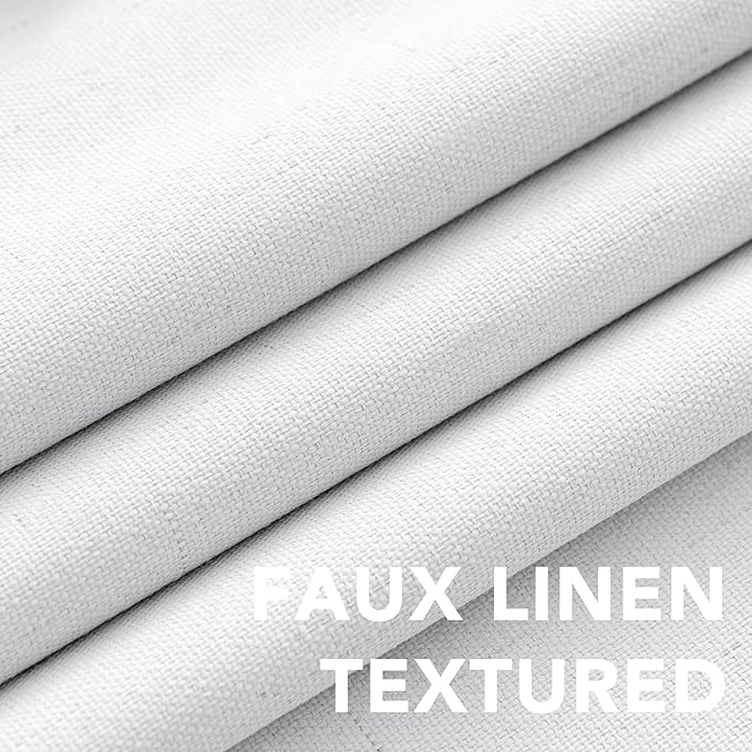 H.VERSAILTEX 100% Blackout Curtains for Bedroom Thermal Insulated Linen Textured Curtains Heat and Full Light Blocking Drapes Living Room Curtains 2 Panel Sets, 52x108 - Inch, White