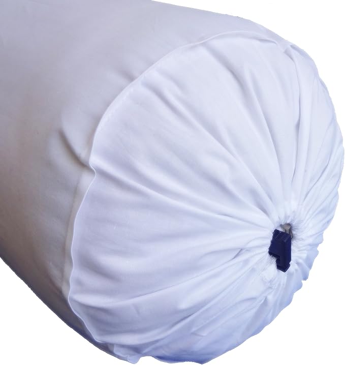 White Long Bolster Pillowcase - Yoga Massage Round Bolster Cover for Bed Sofa Chair Couch Lounge Cotton 10" Diameter x 36" Long (25 cm Diameter x 91 cm Long) Removable Cover