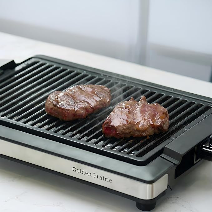 Indoor Grills Electric Smokeless, 1600W BBQ Grill with Water-Filled Drip Tray, 15-Inch Nonstick Grate for Steaks & Korean BBQ, Rapid Heating for Searing
