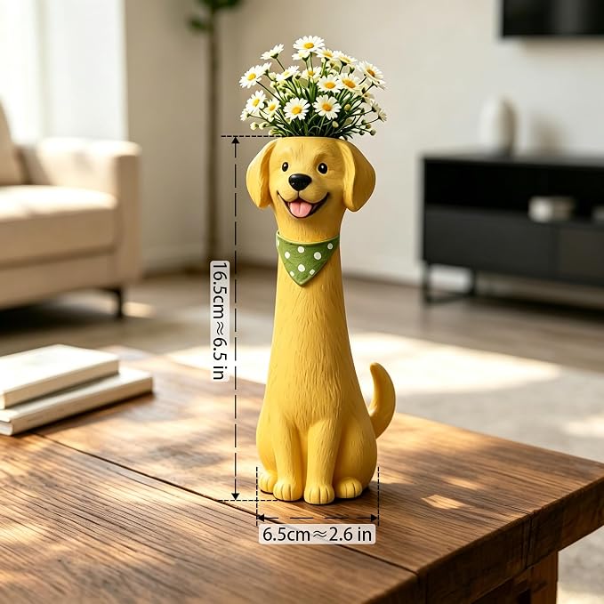 Quirky Shaped Flower Vase, Unique Decorative Resin Planter for Indoor Small Plants, Whimsical Desktop Ornament, Creative Housewarming Gift (Quirky Dog Vase)