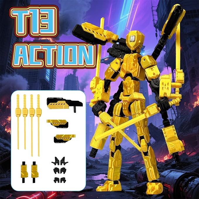 Assembly Completed T13 Action Figure,T13 Robo 13 Action Figures,Gift for Collectors Desktop Decoration Best Birthday Festival Gift (White)