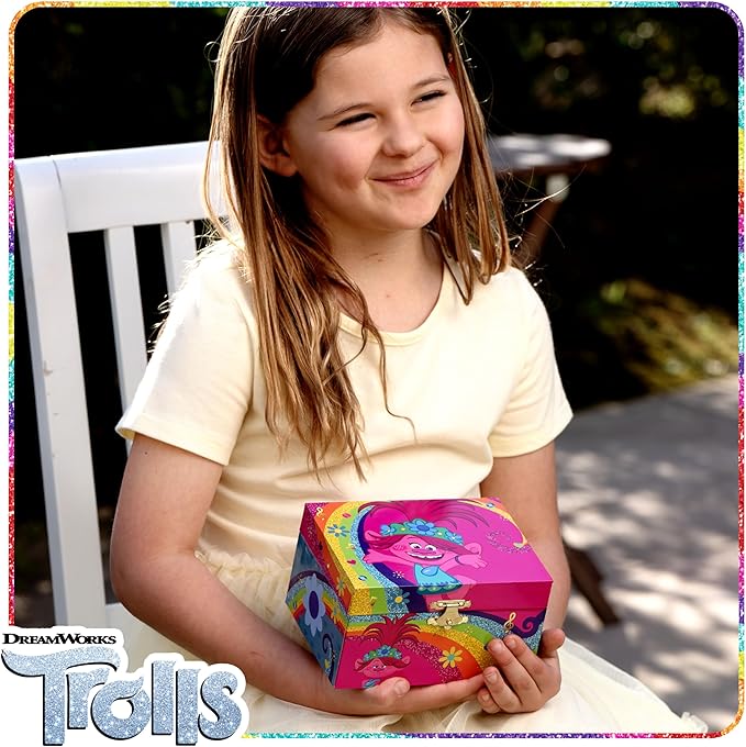Trolls Jewelry Box for Girls - Musical Jewelry Box with Spinning Figurine, Trolls Toys for Kids Ages 3-5 - Plays Trolls Theme Song - 6 x 4.7 x 3.5 in